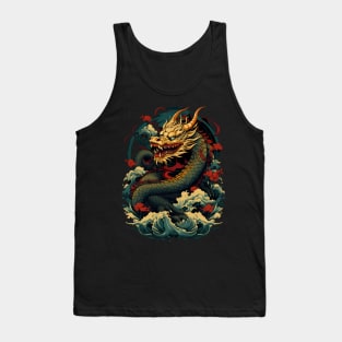 Ukiyo-e dragon waves Tank Top